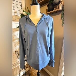 Athleta Light Blue Half-Zip Hoodie Sweater